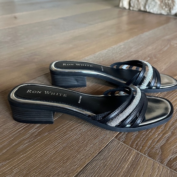 RON WHITE Vega Rhinestone Slide Sandal In Onyx Silver - Picture 7 of 15